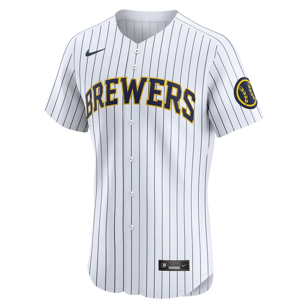 Men's Nike White Milwaukee Brewers Alternate Vapor Premier Elite Patch Jersey