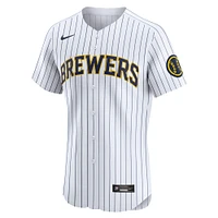 Men's Nike White Milwaukee Brewers Alternate Vapor Premier Elite Patch Jersey