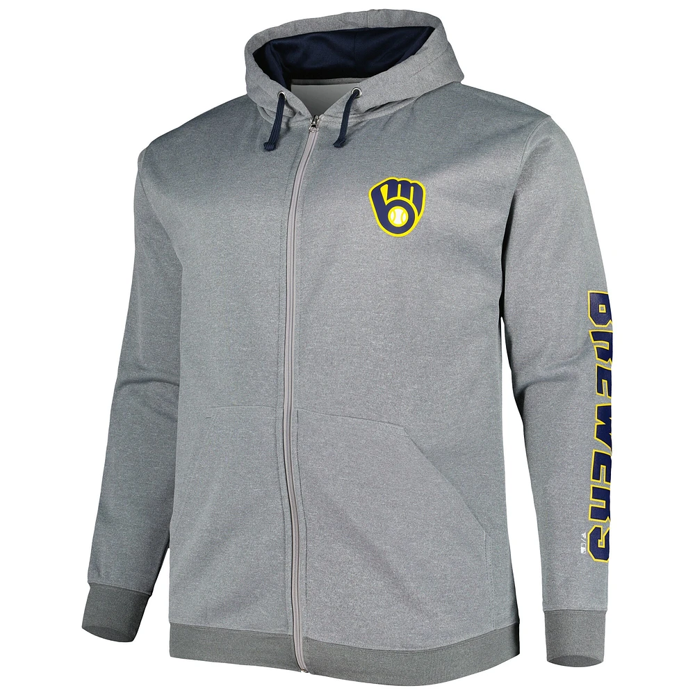 Men's Profile Ash Milwaukee Brewers Big & Tall Pullover Hoodie