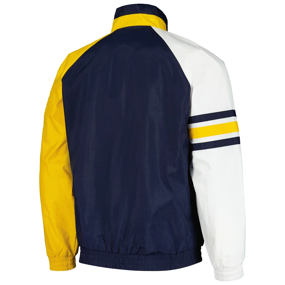 Men's Starter Navy/Gold Milwaukee Brewers Elite Raglan Half-Zip Jacket