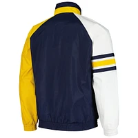 Men's Starter Navy/Gold Milwaukee Brewers Elite Raglan Half-Zip Jacket