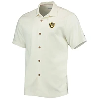 Chemise boutonnée pour homme Tommy Bahama Cream Milwaukee Brewers Baseball Camp