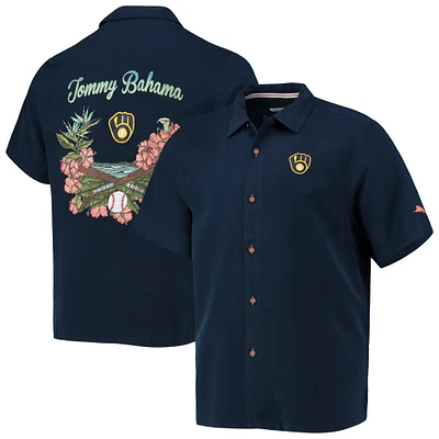 Chemise boutonnée Tommy Bahama Navy Milwaukee Brewers Baseball Bay pour homme