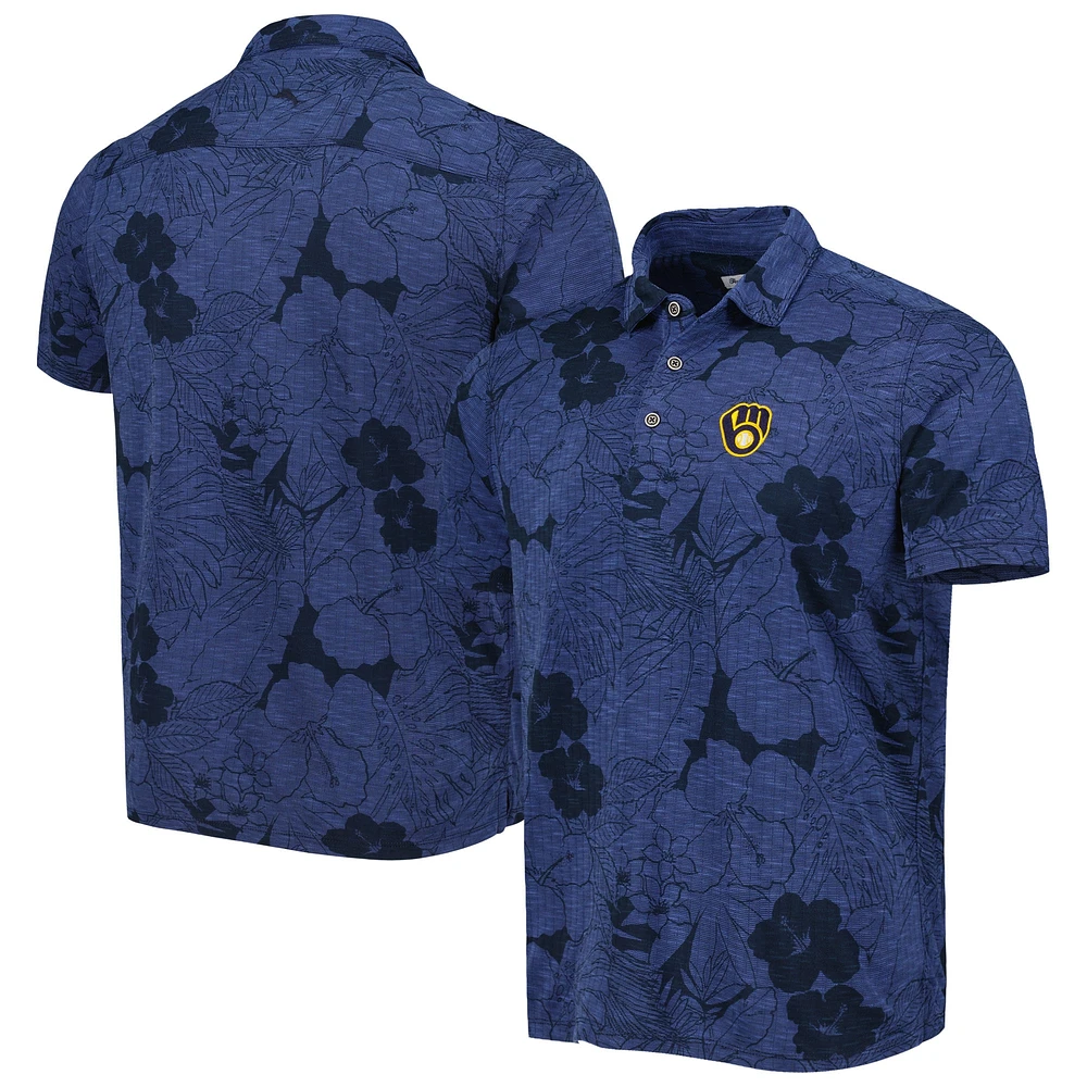 Men's Tommy Bahama  Navy Milwaukee Brewers Blooms Polo