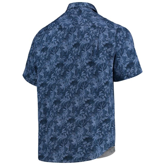 Chemise boutonnée Tommy Bahama Navy Milwaukee Brewers Jungle Shade Silk Camp pour homme