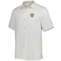 Chemise boutonnée Tommy Bahama Milwaukee Brewers Sport Tropic Isles Camp pour homme, blanche