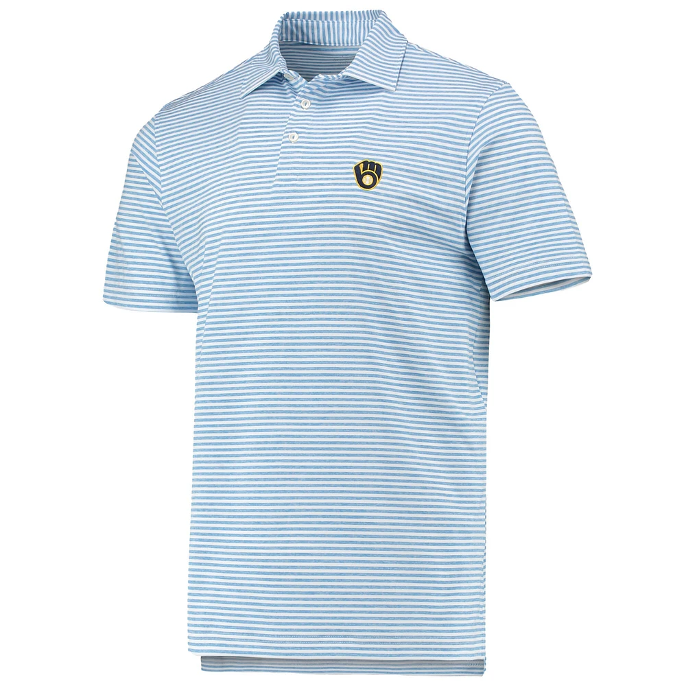 Men's Vineyard Vines Light Blue Milwaukee Brewers Heathered Winstead Sankaty Polo