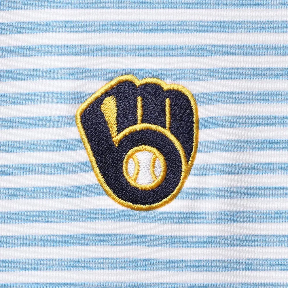Men's Vineyard Vines Light Blue Milwaukee Brewers Heathered Winstead Sankaty Polo