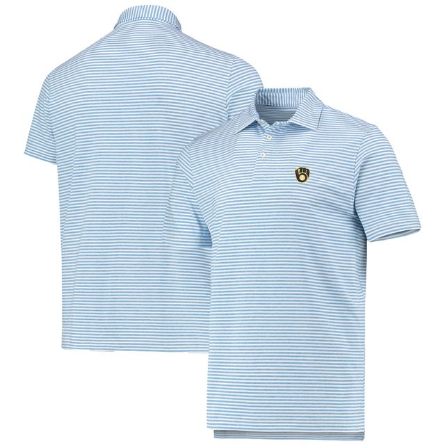 Polo pour homme Vineyard Vines bleu clair Milwaukee Brewers Heathered Winstead Sankaty
