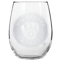 Milwaukee Brewers 15oz. Etched Stemless Glass Tumbler
