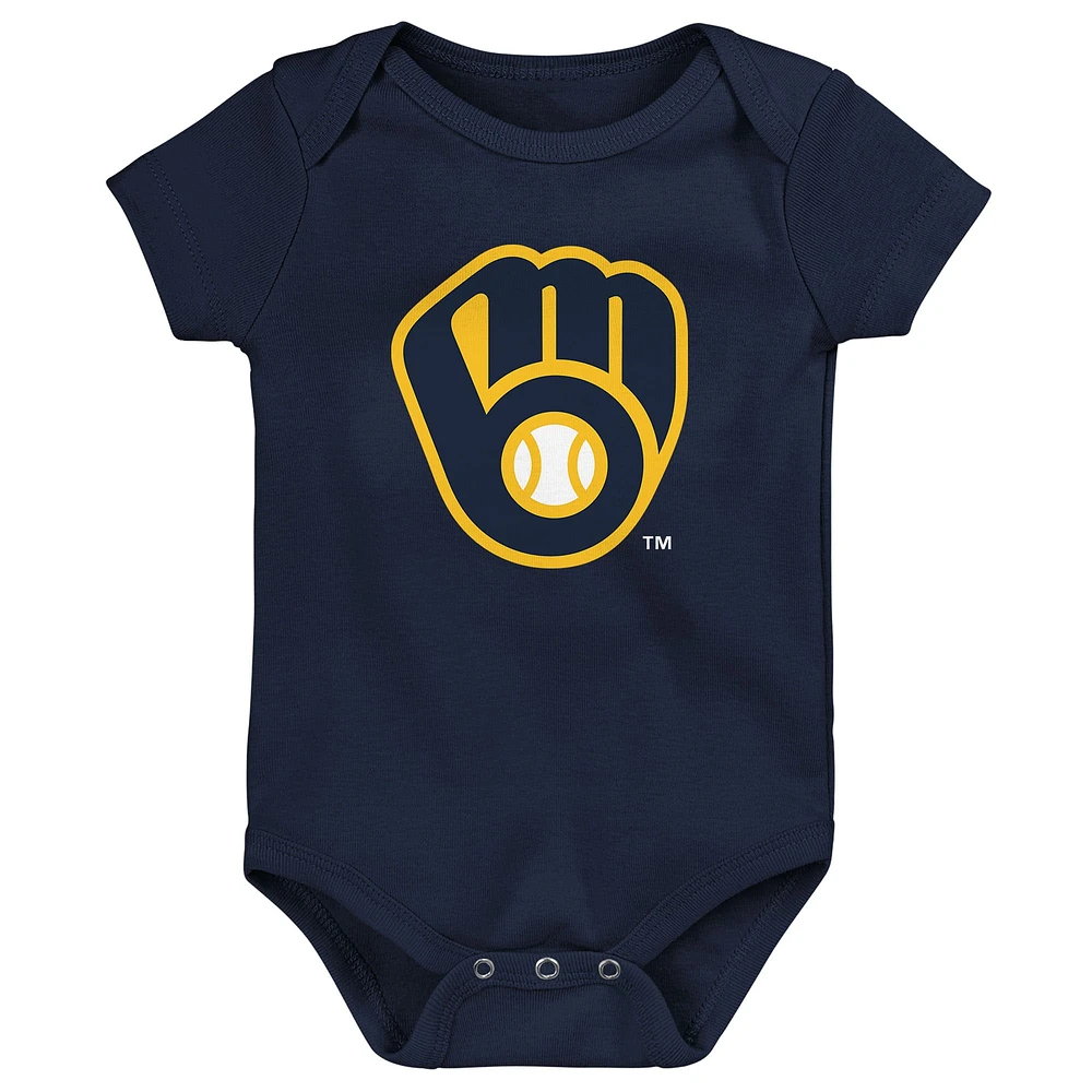 Newborn & Infant Milwaukee Brewers 3-Pack Fan Pennant Bodysuit Set