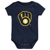 Newborn & Infant Milwaukee Brewers 3-Pack Fan Pennant Bodysuit Set