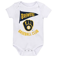 Newborn & Infant Milwaukee Brewers 3-Pack Fan Pennant Bodysuit Set
