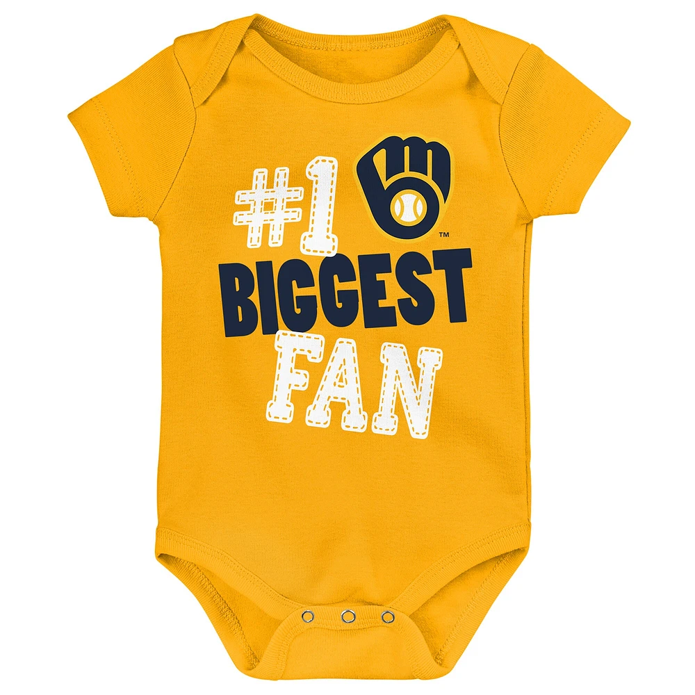 Newborn & Infant Milwaukee Brewers 3-Pack Fan Pennant Bodysuit Set