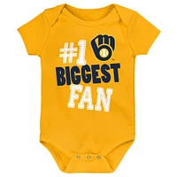 Newborn & Infant Milwaukee Brewers 3-Pack Fan Pennant Bodysuit Set