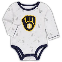 Newborn & Infant Navy/White Milwaukee Brewers Dream Team Bodysuit Hat Footed Pants Set