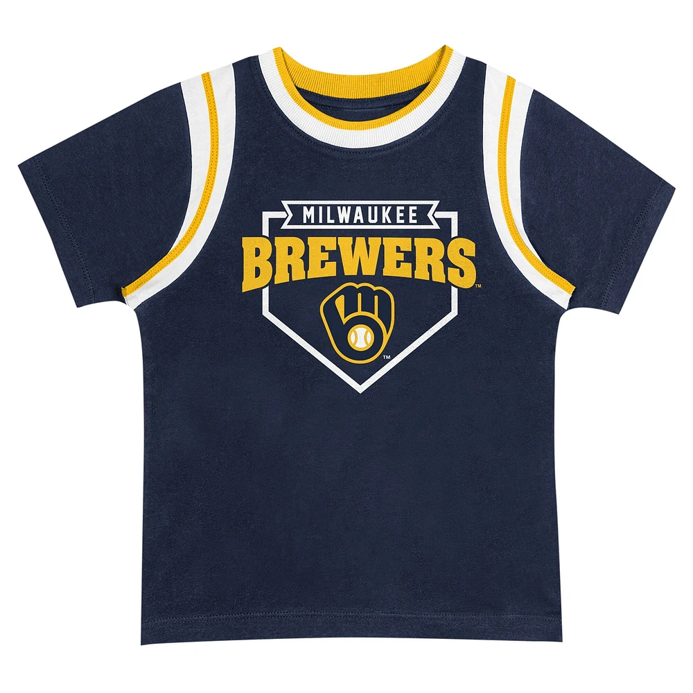 Toddler Fanatics Navy/Gray Milwaukee Brewers Bases Loaded T-Shirt & Shorts Set