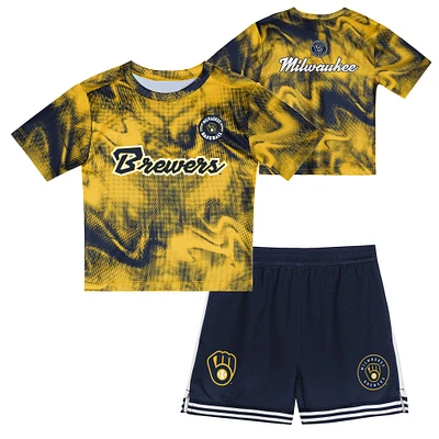 Ensemble t-shirt et short de frappeur champ intérieur pour tout-petits Milwaukee Brewers doré/noir