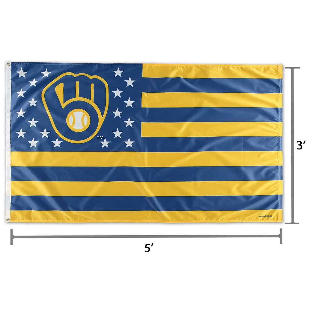 WinCraft Milwaukee Brewers 3' x 5' Americana Stars & Stripes Deluxe Flag