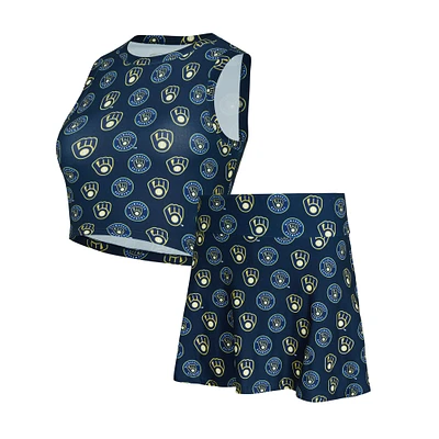 Ensemble débardeur et jupe-short en tricot bleu marine Milwaukee Brewers pour femme Concepts Sport