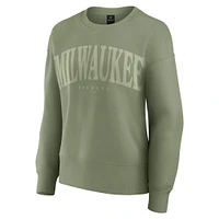 Women's Fanatics Green Milwaukee Brewers Elements Flow Pullover Sweatshirt