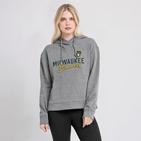 Women's Fanatics Heather Gray Milwaukee Brewers Script Favorite Lightweight Pullover Hoodie
