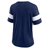 Women's Fanatics Heathered Navy Milwaukee Brewers Wordmark V-Neck Tri-Blend T-Shirt