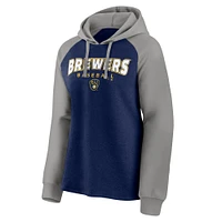 Women's Fanatics Navy/Gray Milwaukee Brewers Recharged Raglan Pullover Hoodie