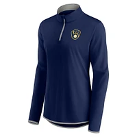 Women's Fanatics Navy Milwaukee Brewers Corner Quarter-Zip Top