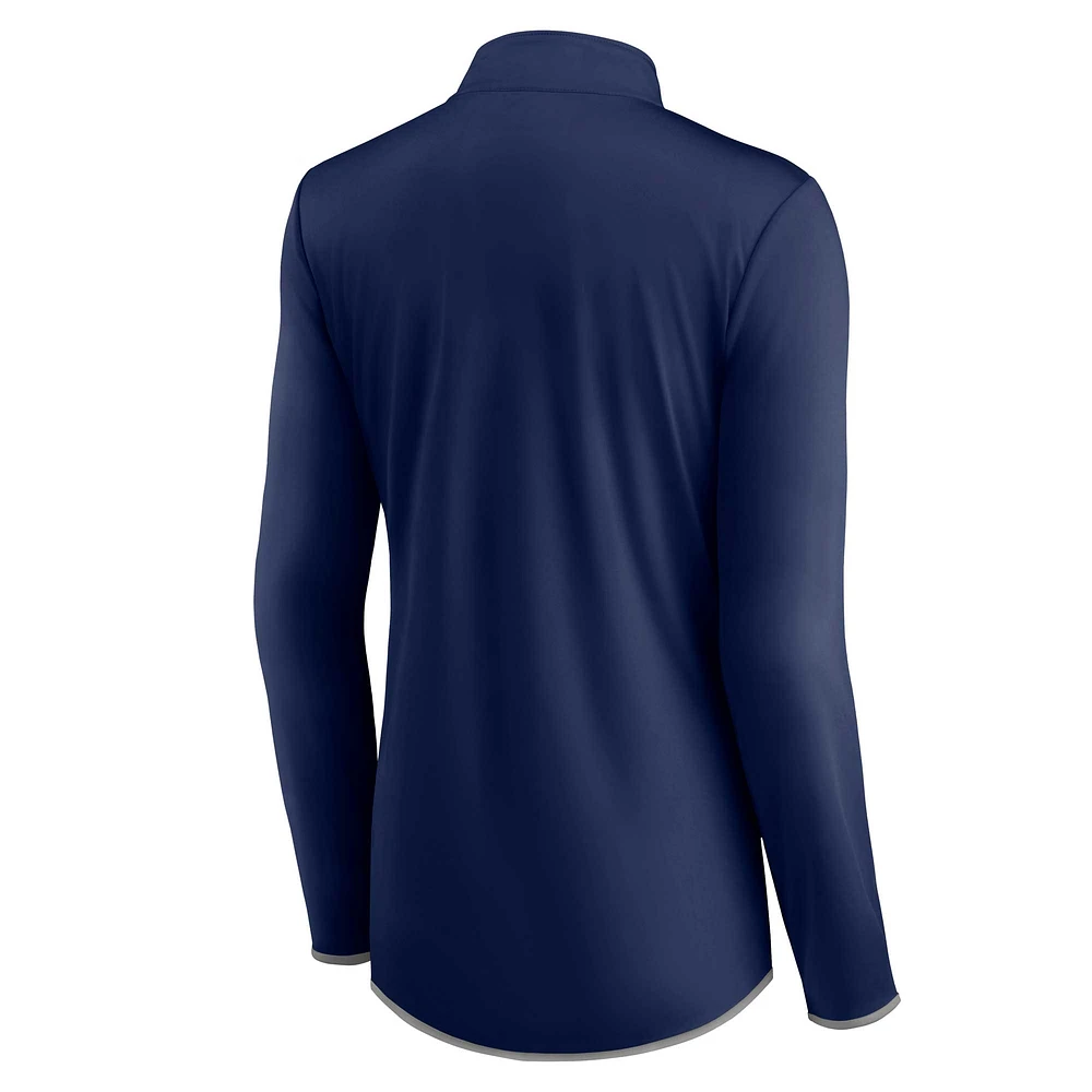 Women's Fanatics Navy Milwaukee Brewers Corner Quarter-Zip Top