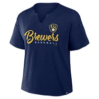 Women's Fanatics Navy Milwaukee Brewers Fan Fave Stadium Slub Boxy T-Shirt