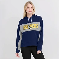 Women's Fanatics Navy Milwaukee Brewers Filled Stat Sheet Pullover Hoodie