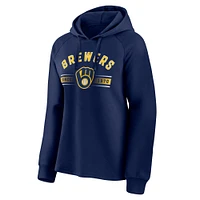 Women's Fanatics Navy Milwaukee Brewers Perfect Play Raglan Pullover Hoodie