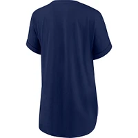 Women's Fanatics White/Navy Milwaukee Brewers Iconic Noise Factor Pinstripe V-Neck T-Shirt
