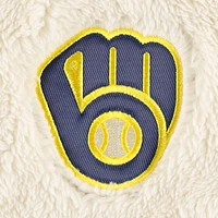 Women's G-III 4Her by Carl Banks Oatmeal/Navy Milwaukee Brewers Shuffle It Raglan Full-Zip Hoodie