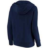 Women's Navy Milwaukee Brewers Core Team Lockup V-Neck Pullover Hoodie