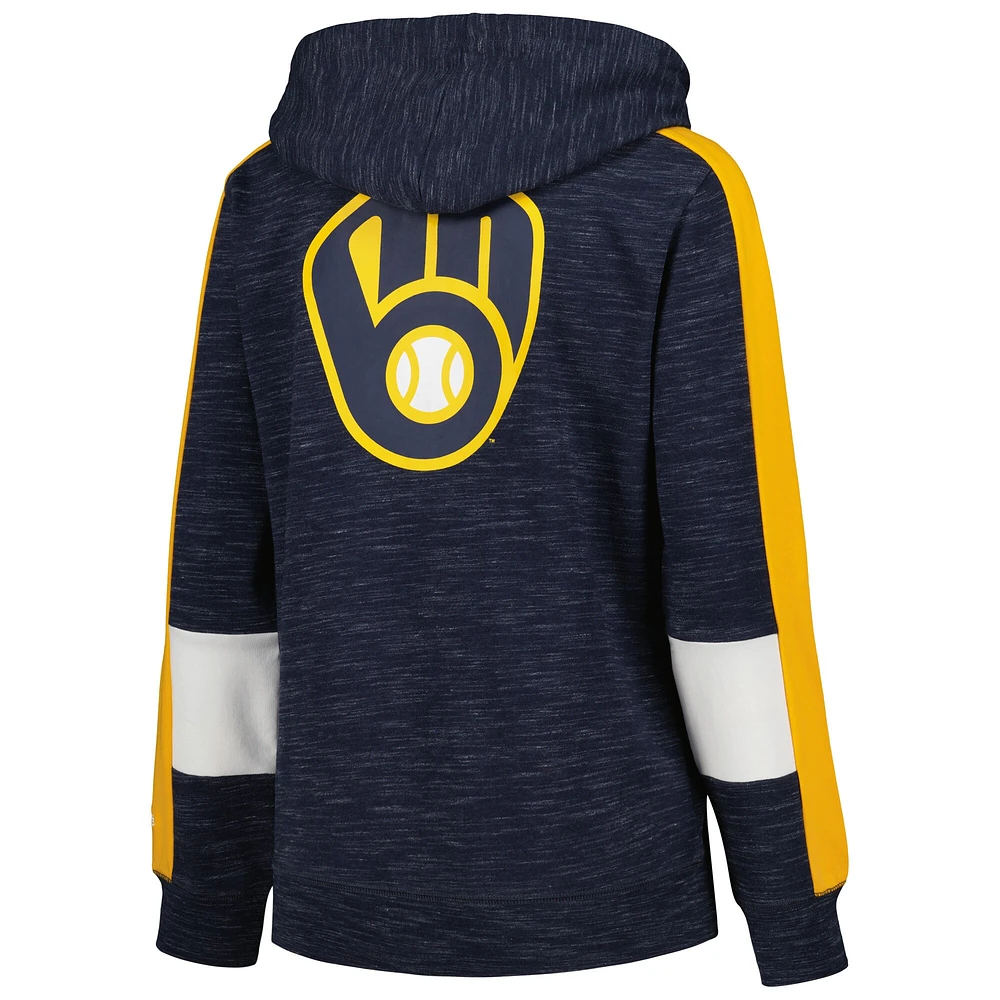 Women's New Era Navy Milwaukee Brewers Colorblock Full-Zip Hoodie