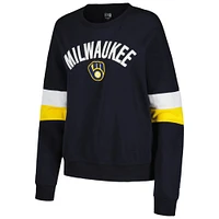 Women's New Era Navy Milwaukee Brewers Game Day Crew Pullover Sweatshirt