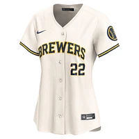 Women's Nike Christian Yelich Cream Milwaukee Brewers Home Limited Player Jersey