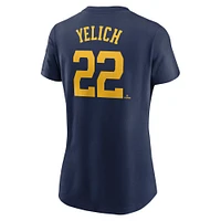 Women's Nike Christian Yelich Navy Milwaukee Brewers Fuse Name & Number T-Shirt