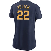 Women's Nike Christian Yelich Navy Milwaukee Brewers Name & Number T-Shirt