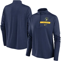 Women's Nike Navy Milwaukee Brewers Primetime Local Touch Pacer Quarter-Zip Top