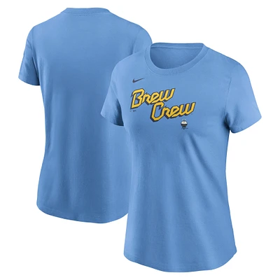 T-shirt Nike bleu poudre pour femme avec logo City Connect des Milwaukee Brewers