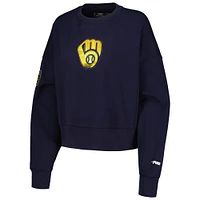 Women's Pro Standard Navy Milwaukee Brewers Painted Sky Pullover Sweatshirt