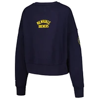 Women's Pro Standard Navy Milwaukee Brewers Painted Sky Pullover Sweatshirt