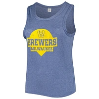 Women's Soft as a Grape Navy Milwaukee Brewers Plus High Neck Tri-Blend Tank Top