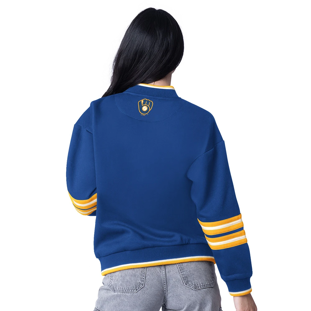 Sweat-shirt oversize Starter Royal Milwaukee Brewers Wild Card pour femme