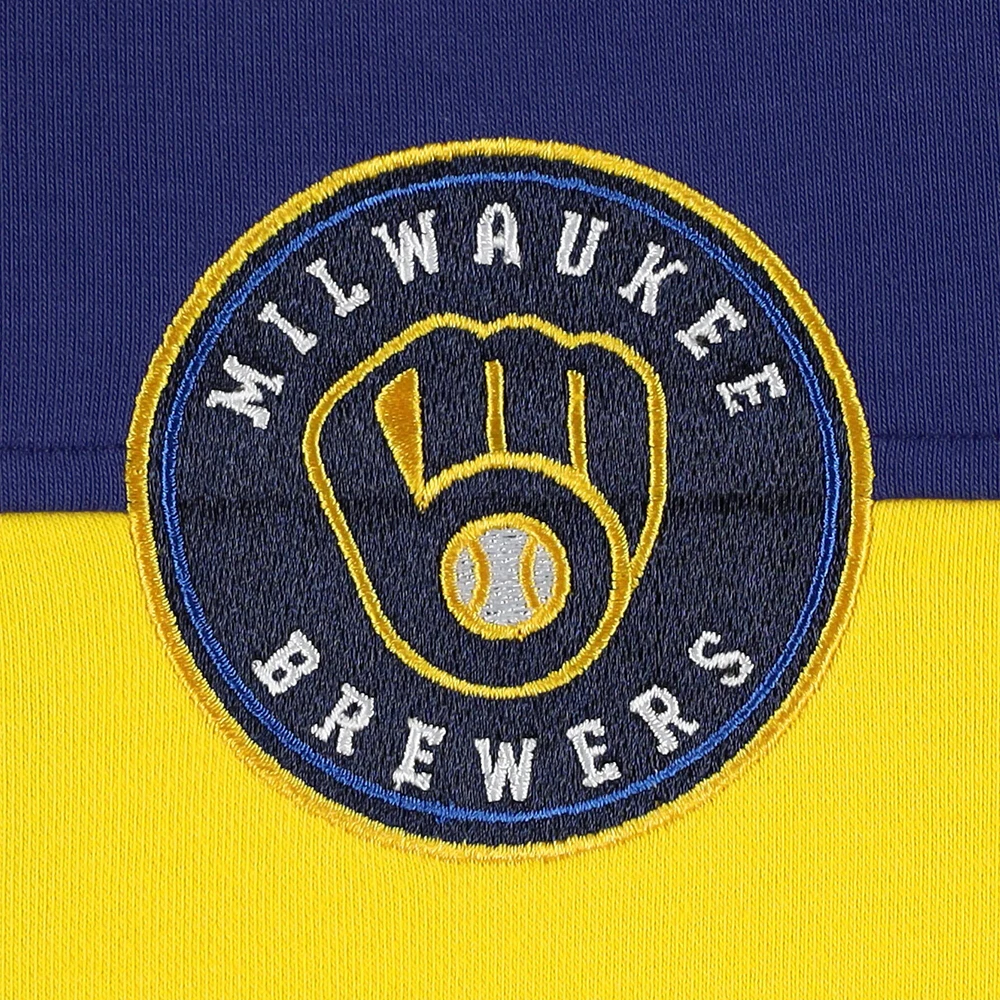Veste pour femme The Wild Collective Navy/Gold Milwaukee Brewers Colorblock 1/4 Zip