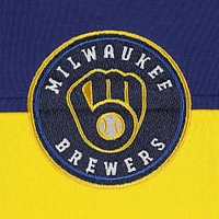 Veste pour femme The Wild Collective Navy/Gold Milwaukee Brewers Colorblock 1/4 Zip