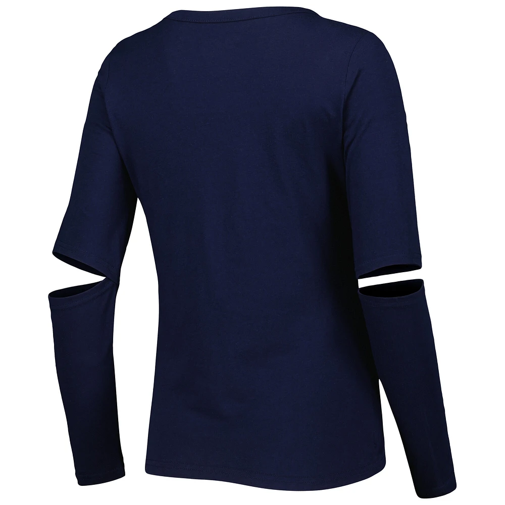 Women's Touch Navy Milwaukee Brewers Formation Long Sleeve T-Shirt